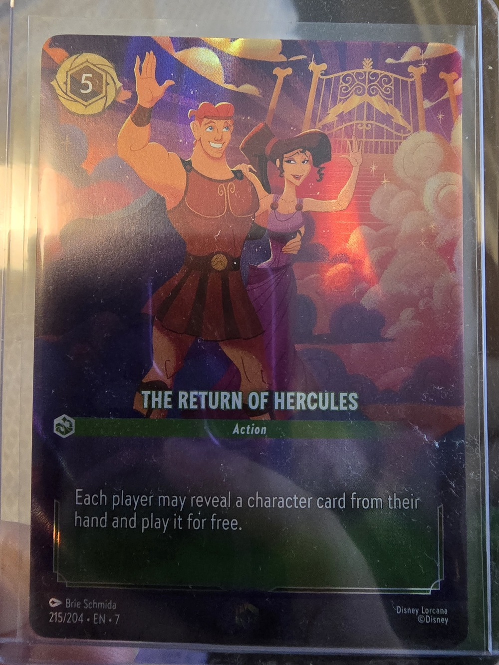 The Return of Hercules Holographic Enchanted Action Card - Purple & Gold Accents